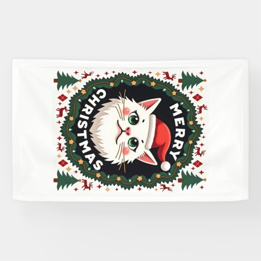 Smudge Kat Lelijke Kerst Trui  (1) Spandoek (Horizontaal)