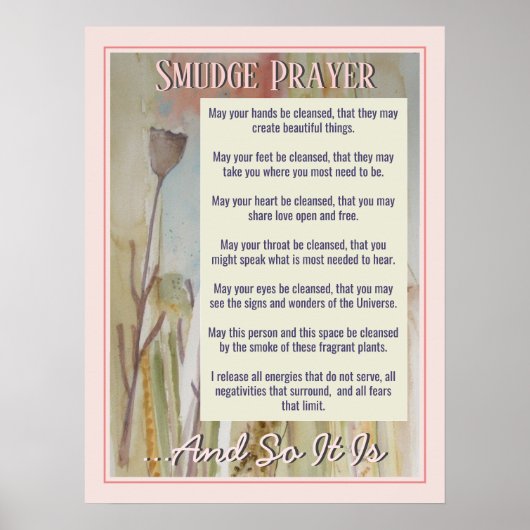Smudge Prayer voor reinigingsenergie Poster (Voorkant)