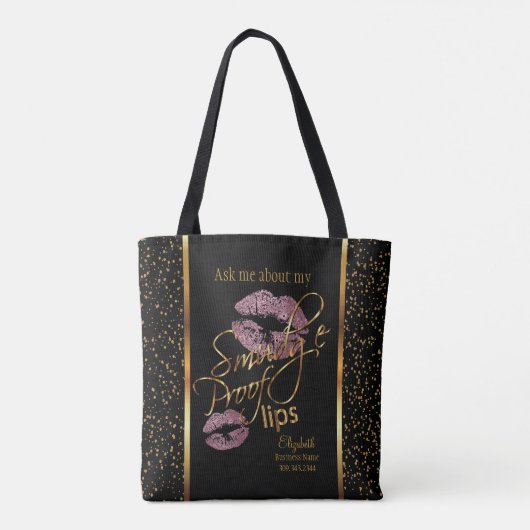 Smudge Proof 💋 Lips - Lipsense - Roze Rose Tote Bag (Achterkant)