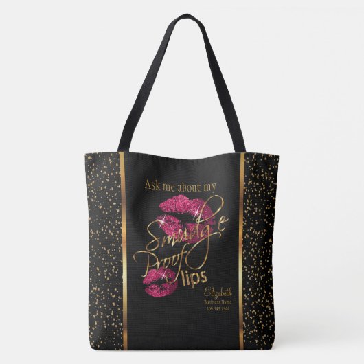 Smudge Proof 💋 Lipzinnig - Roze Tote Bag (Achterkant)