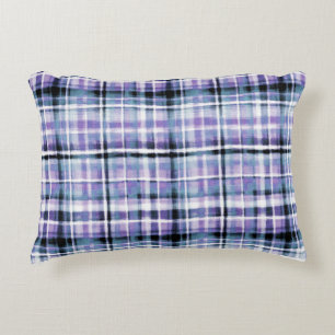Smudgy Modern Paarse Plaid Accent Kussen