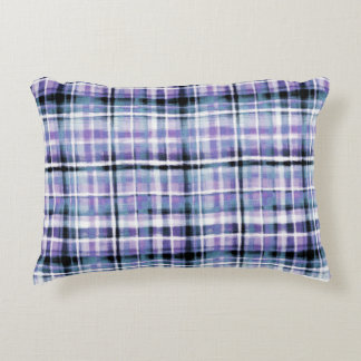 Smudgy Modern Paarse Plaid Accent Kussen