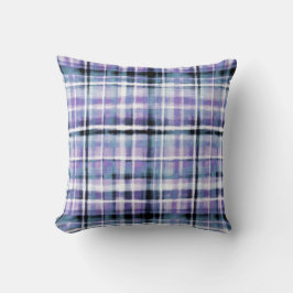 Smudgy Modern Purple Plaid Kussen