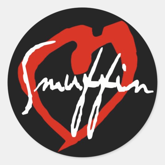 Smuffin Red Heart Sticker Black (Voorkant)