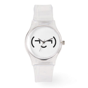 Smug Emoticon (¬‿¬) Japanse Kaomoji Horloge