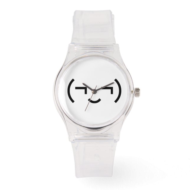 Smug Emoticon (¬‿¬) Japanse Kaomoji Horloge (Voorkant)