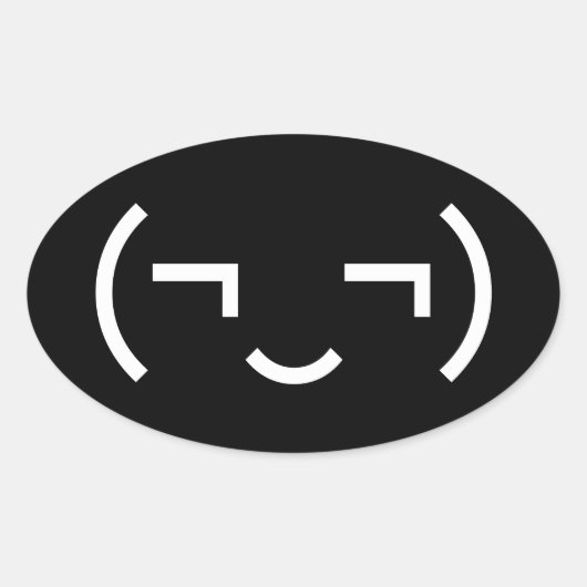 Smug Emoticon (¬‿¬) Japanse Kaomoji Ovale Sticker (Voorkant)
