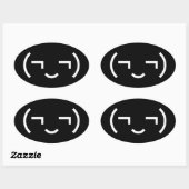 Smug Emoticon (¬‿¬) Japanse Kaomoji Ovale Sticker (Vel)