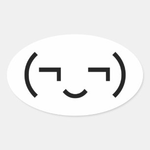 Smug Emoticon (¬‿¬) Japanse Kaomoji Ovale Sticker