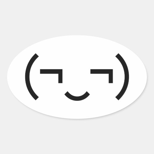 Smug Emoticon (¬‿¬) Japanse Kaomoji Ovale Sticker (Voorkant)