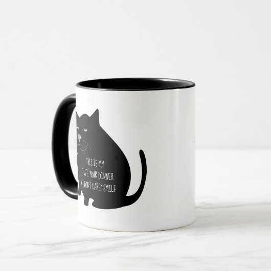 Smug Fat Black Cat Funny Quote Mok (Voorkant links)