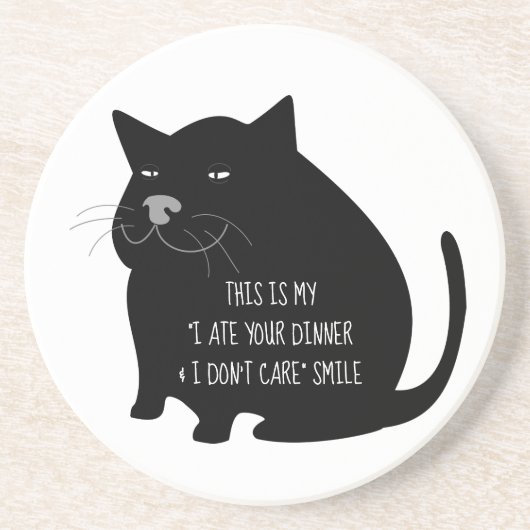 Smug Fat Black Cat Funny Quote Zandsteen Onderzetter (Voorkant)
