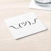 Smug Shrug''\_(ツ)_/ Solid Black Kartonnen Onderzetters (Schuin)