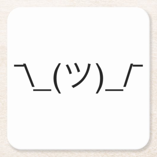 Smug Shrug''\_(ツ)_/ Solid Black Kartonnen Onderzetters (Voorkant)