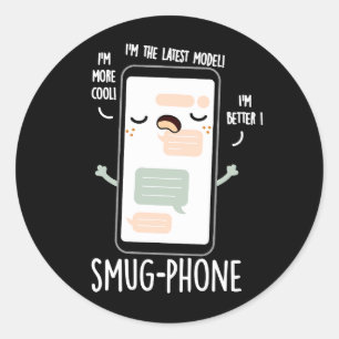 Smug Telefoon Grappig Mobiele Telefoon Pun Donker  Ronde Sticker