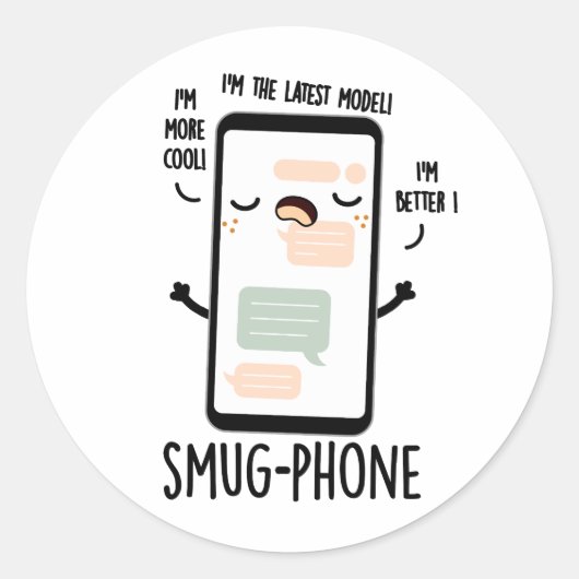 Smug telefoon Grappige mobiele telefoon woordspeli Ronde Sticker (Voorkant)