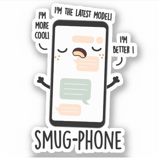 Smug telefoon Grappige mobiele telefoon woordspeli Sticker (Voorkant)