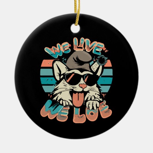 Smurf Kat - We Leven We Liefhebben Keramisch Ornament (Voorkant)