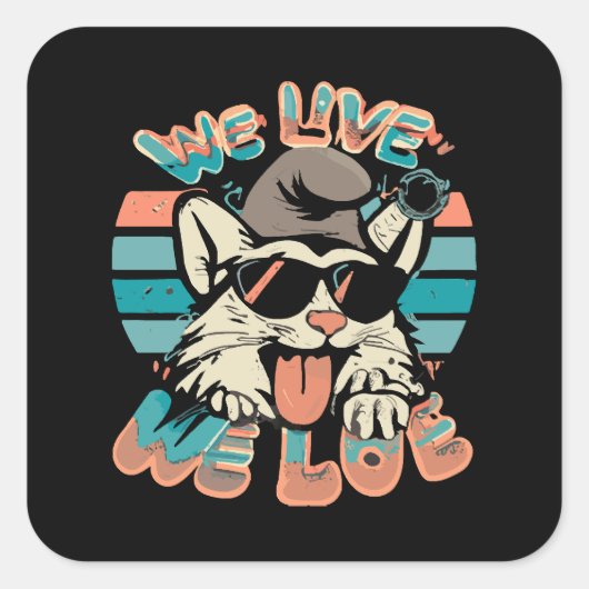 Smurf Kat - We Leven We Liefhebben Vierkante Sticker (Voorkant)