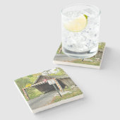 Smyrna bedekte brug, Smyrna bedekte brugkustkust Stenen Onderzetter (Zijkant)