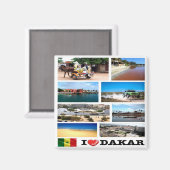 SN013 DAKAR I Love, Mosaic, Senegal, Fridge Magneet (Voorkant / Achterkant)