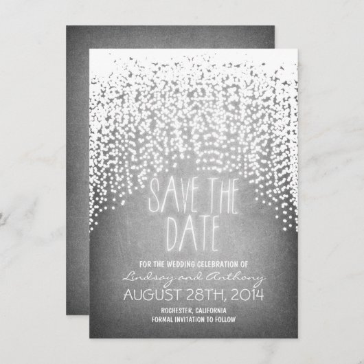 Snaar lichten glans rustiek Save de datum kaarten (Voorkant / Achterkant)