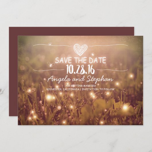 Snaar van Lichten Blush Rustiek Opslaan De Datum K Save The Date (Voorkant / Achterkant)