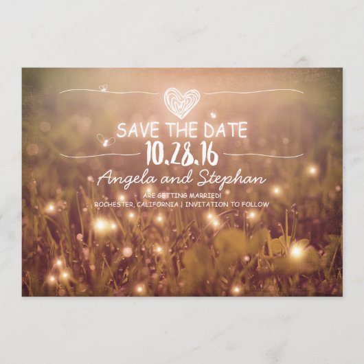 Snaar van Lichten Blush Rustiek Opslaan De Datum K Save The Date (Voorkant)