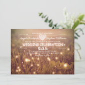 Snaar van Lichten Blush Rustieke Bruiloft Uitnodig Kaart (Staand voorkant)