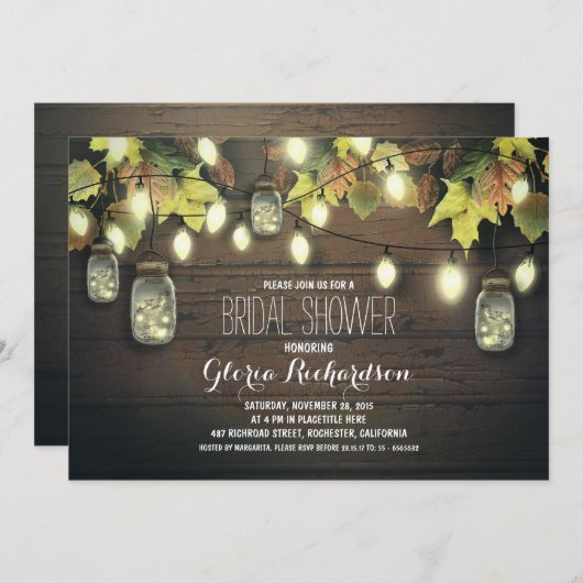 Snaar van Lichten herfst Bruidsdouche Uitnodiging (Voorkant / Achterkant)