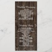 Snaar van lichten op oud houten huwelijksprogramma programmakaart (Achterkant)