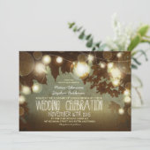 Snaar van lichten rustieke bruiloft uitnodiging (Staand voorkant)