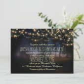 Snaar van lichten rustieke bruiloft uitnodiging (Staand voorkant)