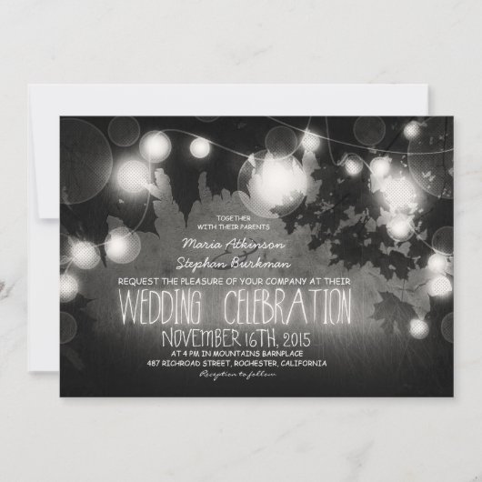 Snaar van lichten rustieke bruiloft uitnodiging (Voorkant)