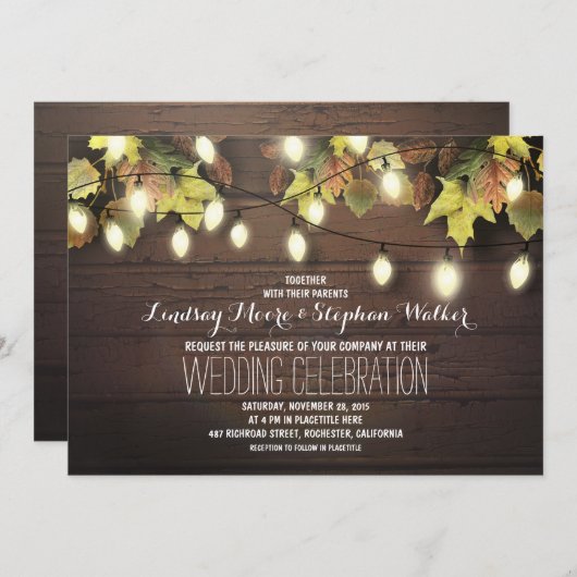 Snaar van Lichten Val Bruiloft Uitnodiging (Voorkant / Achterkant)