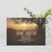 Snaar van Lichten Zonsondergang Boom Bruiloft uitn Kaart (Staand voorkant)