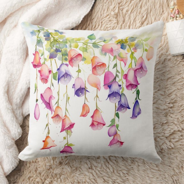 SNAAR VAN  WATERVERF KLEURRIJKE BLOEMEN KUSSEN (Deken)