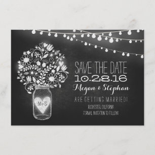snaarlampjes van de moeras jar chalkboard sparen d save the date