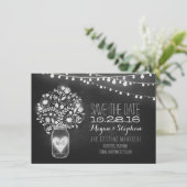 snaarlampjes van de moeras jar chalkboard sparen d save the date (Staand voorkant)