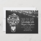 snaarlampjes van de moeras jar chalkboard sparen d save the date (Voorkant)
