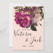 snaarlicht Bourgogne bloem met de datums Kaart (Voorkant)