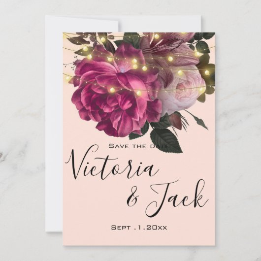 snaarlicht Bourgogne bloem met de datums Kaart (Voorkant)