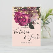 snaarlicht Bourgogne bloem met de datums Kaart (Staand voorkant)