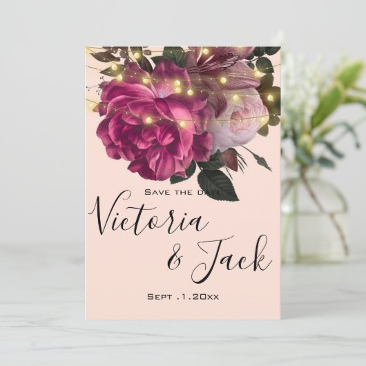 snaarlicht Bourgogne bloem met de datums Kaart (Staand voorkant)