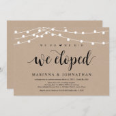 Snaarlichten Kraft, Zwart lettertype, Trouw Elopem Kaart (Voorkant / Achterkant)