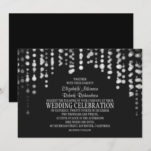 snaarlichten moderne trouwuitnodiging kaart (Voorkant / Achterkant)