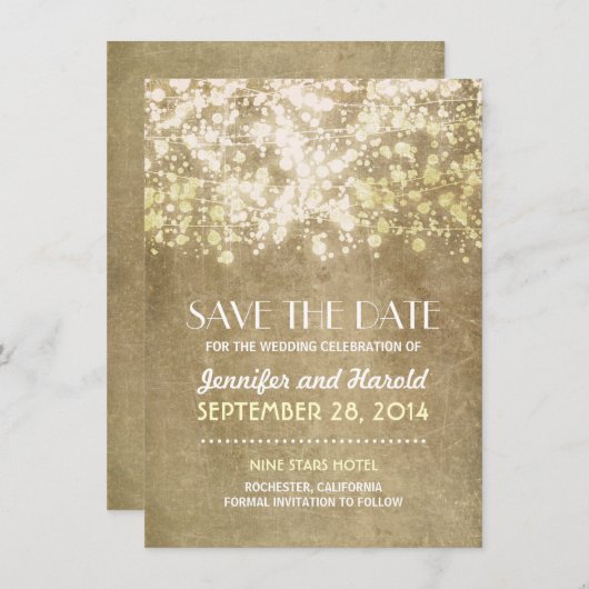 snaarlichten sparen de datumkaarten save the date (Voorkant / Achterkant)