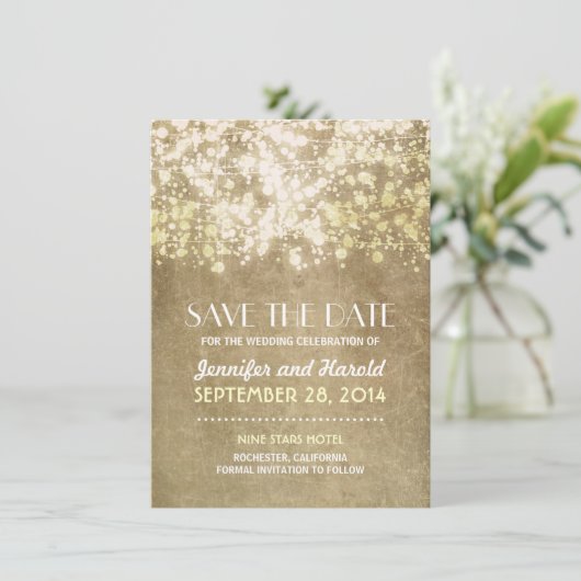 snaarlichten sparen de datumkaarten save the date (Staand voorkant)