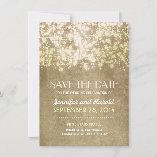  snaarlichten sparen de datumkaarten save the date (Voorkant)