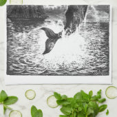  snaarwalvissen, zeedieren theedoek (Gevouwen)